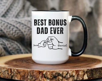 Personalized Stepdad Father's Day gifts, Father's Day Gifts From Kids, Funny Gifts for Stepfather, Bonus Dad Mug, Funny Stepdad Gift