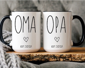 New Oma Opa Mug, New Oma Gift, New Opa Gift, New Oma Mug, New Opa Mug, Pregnancy Reveal, Pregnancy Announcement, Baby Announcement