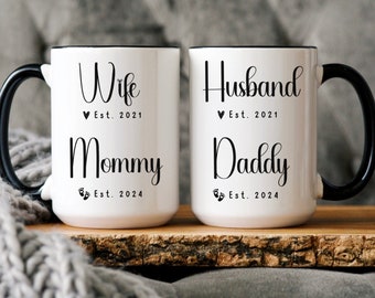 New Mom and Dad Mug Baby Shower Coffee Mug Gift for New Parents Custom First Time Mommy and Daddy Gift for Husband and Wife New Daddy
