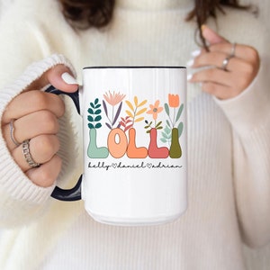 Personalized Lolli Wildflowers Mug for Lolli Mug with Name Custom Gift for Grandmother Announcement Nana Mug Mothers Day Mug Custom with Nam