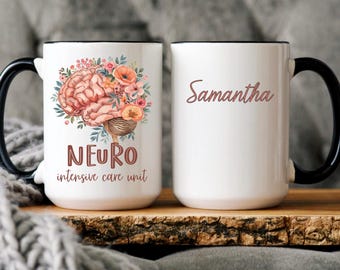 Personalized Neuroscientist Gift NEURO ICU Custom Neuroscience Mug, Neuro ICU Nurse Gift, Custom Brain Doctor Gift, Gift for Neurologist