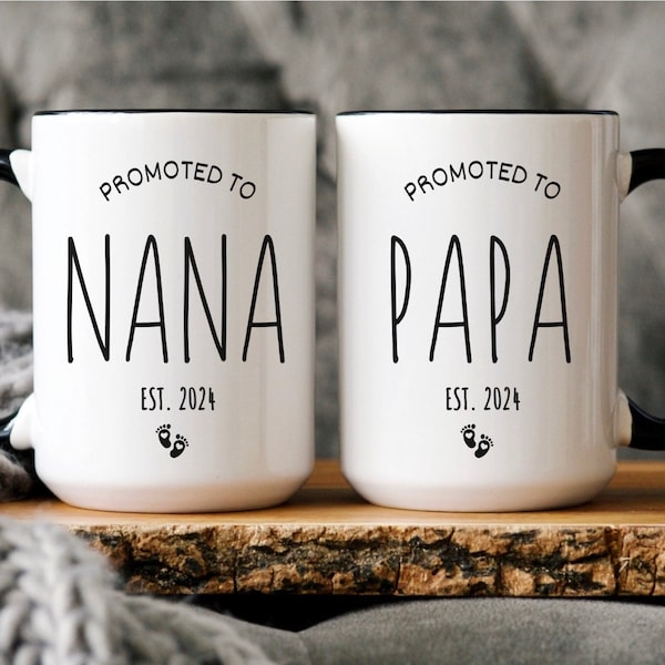 Nana Papa mugs, Pregnancy Announcement Nana and Papa, New Nana Gift, New Papa Gift, Nana and Papa Gifts, New Baby Announcement, New Grandma