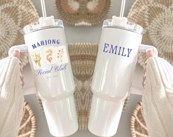 Mahjong Tumbler Mahjong Social Club Custom Cup Gift For Mahjong Player Mahjong Lover Travel Mug 40oz, Mahjong Hostess Gift Mahjong Party