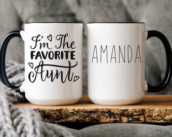 Personalized Auntie Mug, Custom Gift for Aunt, Auntie Birthday Gift, Baby Reveal Aunt Gift, New Auntie Gift for Pregnancy Announcement