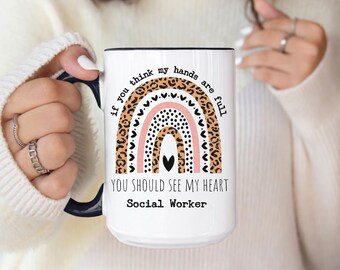 Social Worker Mug for Social Workers Mug with Name Custom Gift for Social Worker MSW Grad Gift Social Workers Mug LCSW Grad Social Work Boho