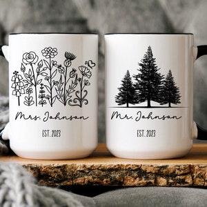 Personalized Mr & Mrs Coffee Mugs, Husband and Wife Mugs, Mr and Mrs Mug, Custom Mr Mrs Coffee Mugs, New Bride and Groom Gifts for New Wife