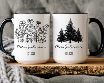 Personalized Mr & Mrs Coffee Mugs, Husband and Wife Mugs, Mr and Mrs Mug, Custom Mr Mrs Coffee Mugs, New Bride and Groom Gifts for New Wife