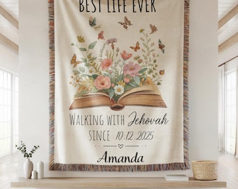 Personalized Christian Blanket, JW baptism gift, Jehovah witness baptism gift, JW baptism anniversary gift, Personalized Bible Verse Gifts