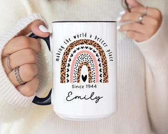 80th birthday gifts, happy 80th birthday mug, wildflowers custom mug, 1944 mug, floral mug, birthday gift for her, 80th birthday mug