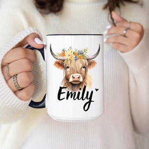 Highland Cow Christmas mug Christmas mug Personalized Highland Cow Mug Personalized Highland Cow Gift, Christmas cow mug, Cow Gift For Her