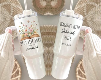 Vaso cristiano personalizado, regalo de bautismo de los Testigos de Jehová, regalo de bautismo de los Testigos de Jehová, regalo de aniversario de bautismo de los Testigos de Jehová, regalos personalizados con versículos bíblicos