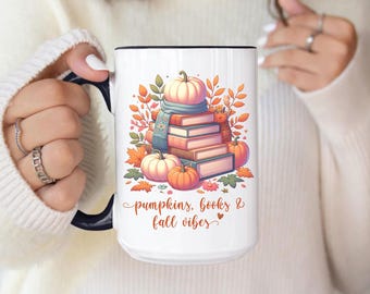 Pumpkin Mug, Fall Coffee Mug, Autumn Decor, Book Lover Mug, Pumpkin Cup, fall gift Fall Reading Mug, Bookish Mug, Gift for Book Lovers