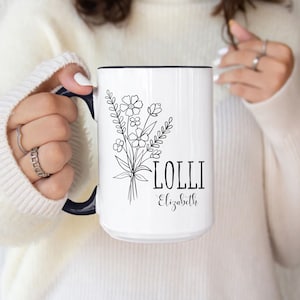Lolli Mug, Cute Personalized Lolli Est Mug, Mothers Day Gift, Gift for Grandmother, Grandma Announcement, Nana Mug, Lolli Pop Mug, Gigi Mug