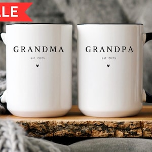 New Grandma Grandpa Mugs Promoted to Grandma First Time Grandpa Est 2024 2025 Gift New Grandparents Pregnancy Announcement Gift from Baby
