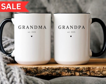 New Grandma Grandpa Mugs Promoted to Grandma First Time Grandpa Est 2024 2025 Gift New Grandparents Pregnancy Announcement Gift from Baby