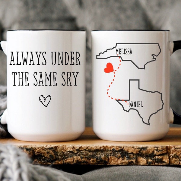 Long Distance Relationship Gift, Long Distance Relationship Gift for Boyfriend, Always under the same sky, Personalized Long Distance State