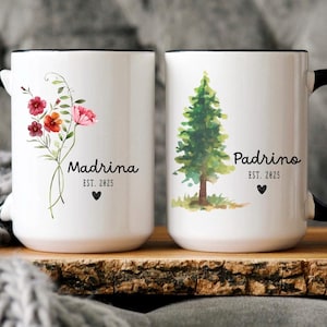 Propuesta Padrinos en español, Regalos Para Padrinos, Padrinos de Bautizo, Taza Padrino, Set de Tazas Padrinos, Regalo Padrinos, Padrinos Español