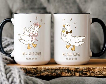 Custom Mr. and Mrs Silly Goose Wedding Mug Engagement Coffee Mug Funny Newlywed Gift For Couples Husband to be Gift Funny Bridal Shower Gift