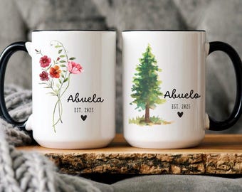 Abuelo Abuela Custom Mugs, Grandparent Baby Reveal Spanish Pregnancy Announcement Abuelitos Pregnancy New Abuela y Abuelo Anuncio de bebé