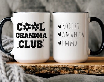 Cool Grandma Club, Custom Mugs for New Grandparents, Personalized Gift for New Grandma, Baby Announcement Mug, Best Grandparents Mug Gift