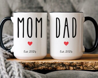 New Mommy and Daddy Est. Coffee Mug First Time Mom and Dad Mugs Pregnancy Announcem, Pregnancy Reveal Expecting Parents Gift New Mom and Dad