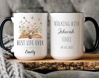 JW baptism gift, Jehovah witness baptism gift, JW baptism anniversary gift, flowers mug, for women, JW 2025 gifts, pioneer service school