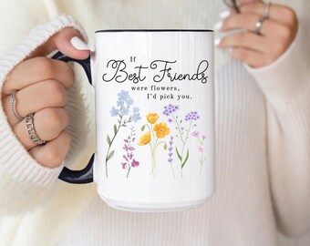 Regalo de mejor amigo, regalo para mejor amigo, taza personalizada de mejor amigo, taza de amistad de larga distancia, taza de flor de nacimiento, regalos de amistad, regalos de hermana