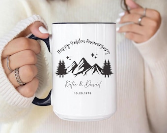 Personalized 50th Anniversary Mug Custom Ceramic Coffee Cup Personalized 50th Anniversary Golden Anniversary Gifts for Grandparents 00003