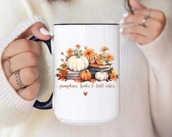 Pumpkin Mug, Fall Coffee Mug, Autumn Decor, Book Lover Mug, Pumpkin Cup, fall gift Fall Reading Mug, Bookish Mug, Gift for Book Lovers