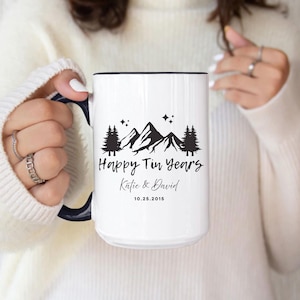 Personalized Tin Years Mug, Tin Year Anniversary Mug, Tin Year Anniversary Gift 10 Years Anniversary Gift for Him Happy Tin Years Mugs 00001