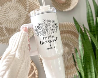 Physical Therapist Tumbler, Personalized PT Name Cup, Therapist Appreciation Gift, Physical Therapy Graduation Gift, Custom PT Cup