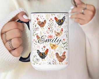 Chicken Mug, Farm Girl, Farmer Gift,Cute chicken, chicken theme gift for women, chicken gift idea, Personalized Cute Chicken Mug, Coffee mug
