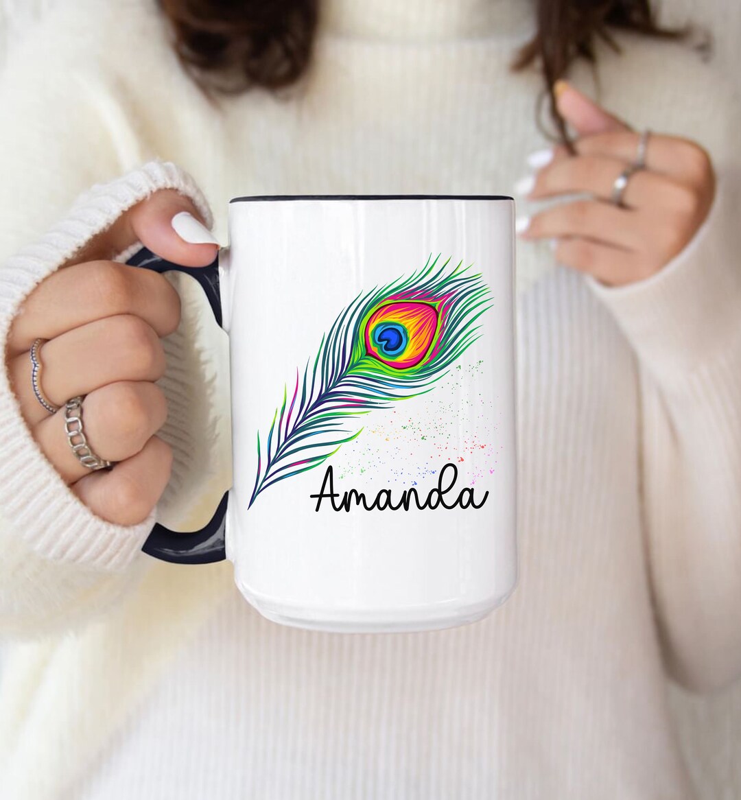 Peacock Mug Personalized Exotic Peacock Bird Coffee Mug, Peacock Bird ...