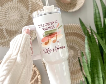 Music Teacher Tumbler Music Teacher 40oz Tumbler with Handle Gift for Music Teacher Appreciation Gift Music Teacher Travel Mug Music Teacher