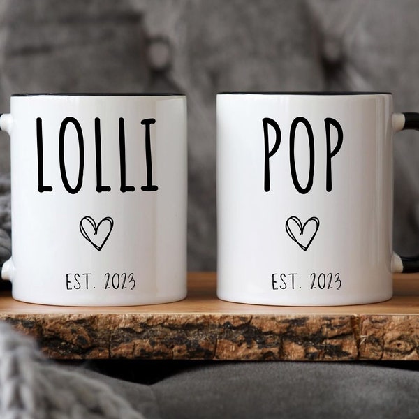 Lolli and Pop Grandparent Mug Set, Lolli Personalized Mug Personalized Grandparents Mug Pop personalized mug Personalized Grandparents Gifts
