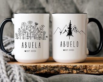 Abuelo Abuela Custom Mugs, Grandparent Baby Reveal Spanish Pregnancy Announcement Abuelitos Pregnancy New Abuela y Abuelo Anuncio de bebé