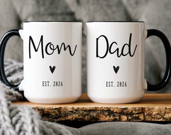 New Mommy and Daddy Est. Coffee Mug First Time Mom and Dad Mugs Pregnancy Announcem, Pregnancy Reveal Expecting Parents Gift New Mom and Dad