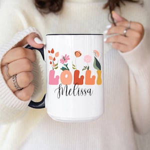 Lolli Mug, Personalized Lolli Mug, Wildflowers Lolli Mug, Grandparents Pregnancy Announcement, Custom Grandma Coffee Mug, Mother&#39;s Day Gift