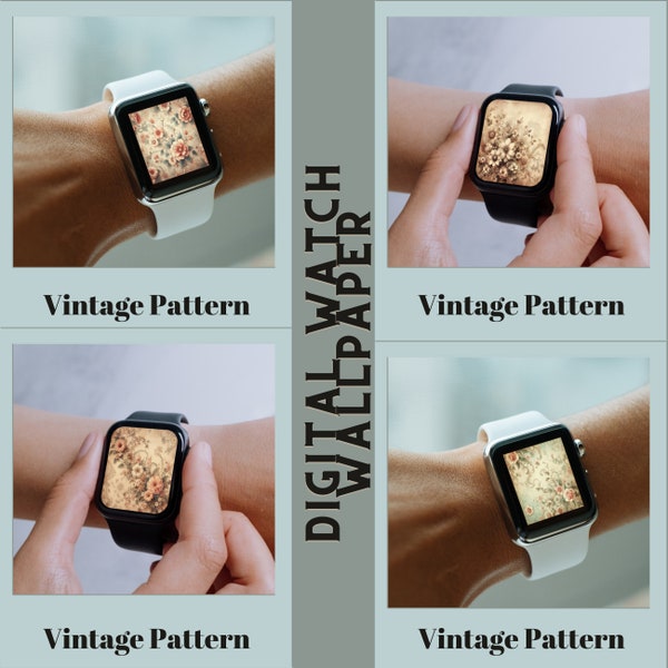 12 + motif vintage, montre numérique, papier peint numérique, motif de montre, papier peint pour Apple Watch, téléchargement numérique, fond d'écran Iphone, papier peint