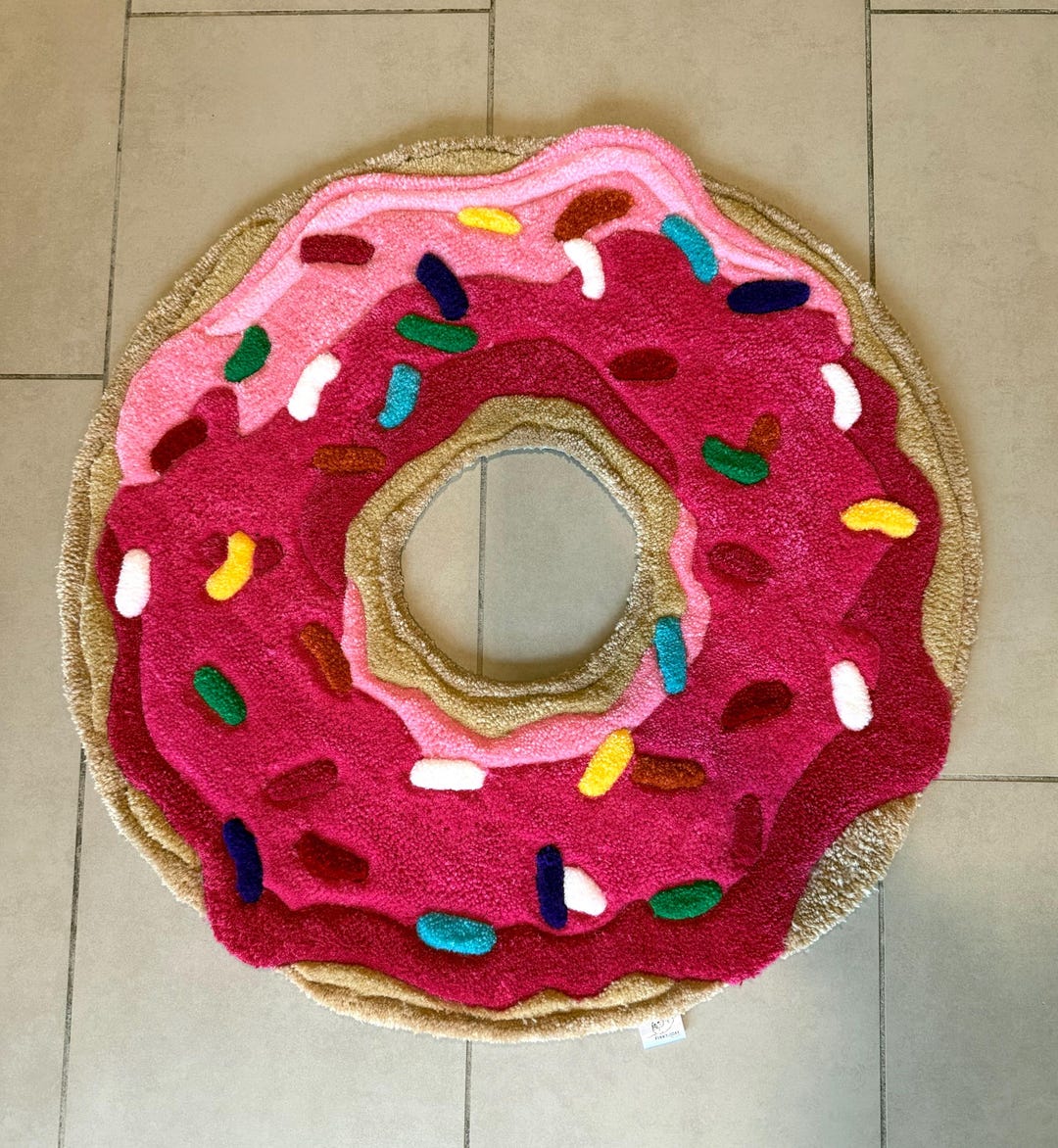 Sprinkle Rug Pink Sprinkle Donut Rug - Handmade Custom Rug | Living Space Decor ...