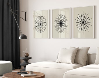 Mandala Art Framed Canvas Wall Art Print, Bedroom Living Room Home Decor, Floral Minimalist Wall Art
