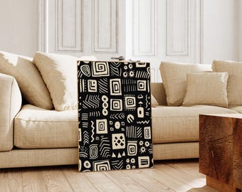 Scandinavian Abstract Pattern Canvas Wall Art Print, Nordic Folk Art, Bedroom Living Room Home Decor, Mid Century Modern Art Print