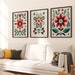 Scandinavian Folk Art Reindeer Wall Art Set of 3, Nordic Christmas ... - Scandinavian Moose And Reindeer Wall Decor Ideas