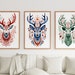 Picture of Scandinavian Folk Art Reindeer Wall Art Set of 3, Nordic Christmas ...