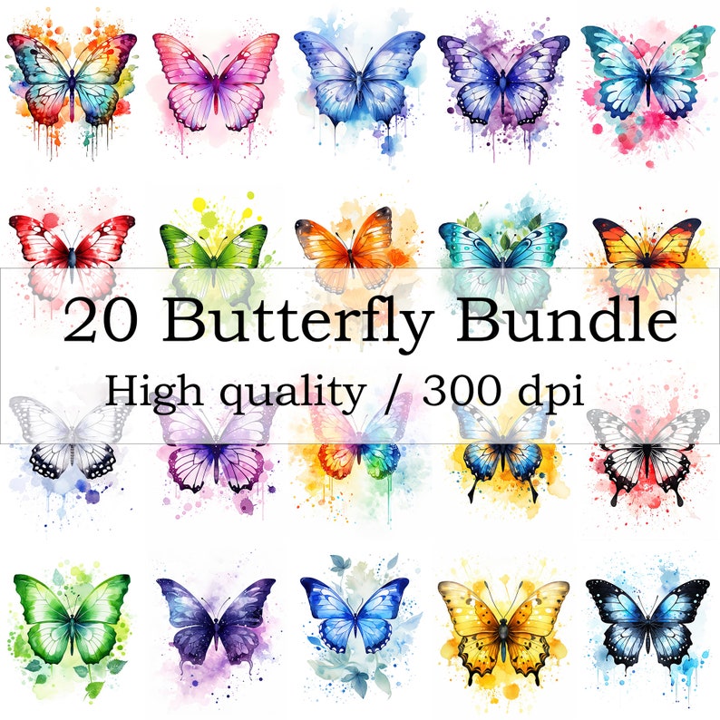 Watercolor Butterfly Printable, Colorful Art Prints, Bedroom Living ...