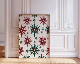 Christmas Snowflake Wall Art: Nordic Christmas Decor, Holiday Print, Scandinavian Winter Art