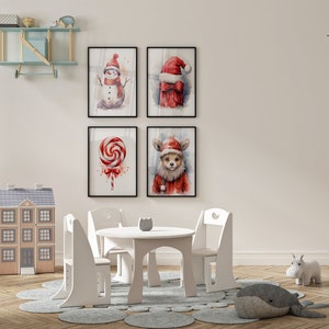 Watercolor Christmas Printable Clipart Set of 8, Cute Christmas Prints ...