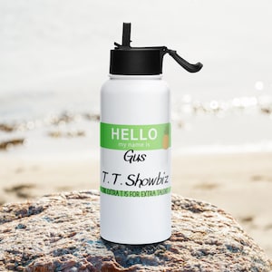 Psych Surnoms de Gus Gus T.T. Showbiz Bouteille d&#39;eau en acier inoxydable avec un couvercle en paille