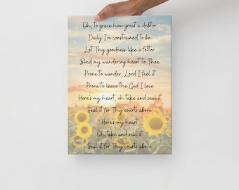 Come Thou Fount hymn lyrics thin canvas (12"x16")