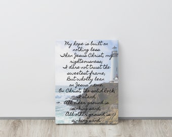 The Solid Rock hymn lyrics thin canvas (12&quot;x16&quot;)